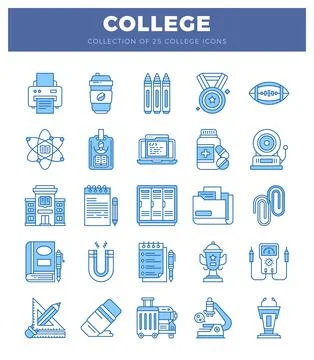 College-themed icon set with educational. scientific. and sporting elements イラスト素材