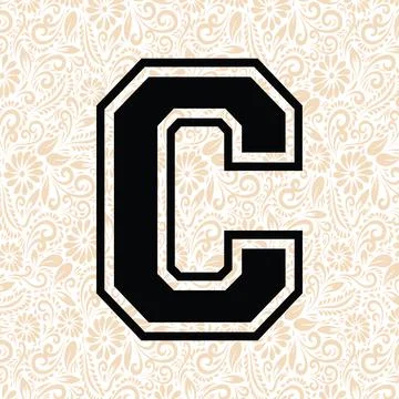 College Varsity Alphabet C UPPER , Black alphabet vector, alphabet vector Stock Illustration