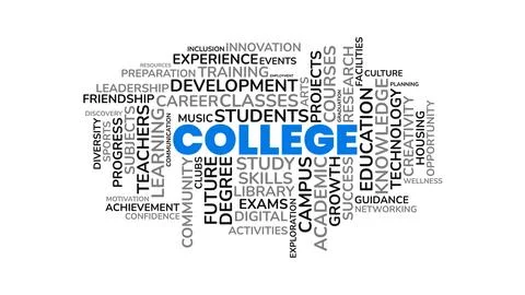 College Word Cloud Concept with Education and Academic Learning Keywords Stock Illustration