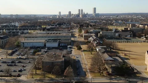 Collegiate Gothic rooftops across midtown Tulsa Oklahoma Stock-Footage 121109736
