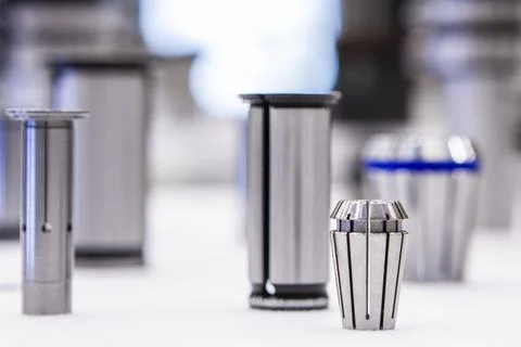 Collet chuck  tool collets set many tye ,CNC machine Stock Photos