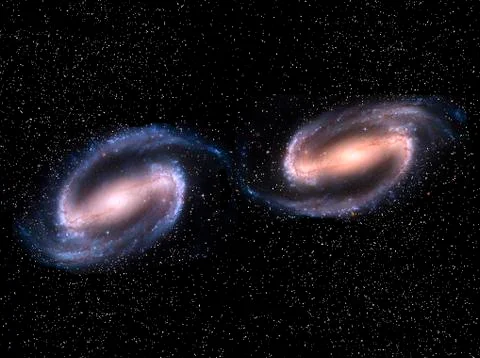 Colliding galaxies Stock Illustration