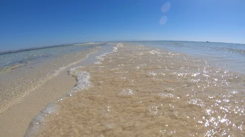 Colliding waves narrow beach tropical is... | Stock Video | Pond5