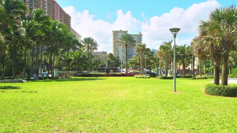 Collins avenue by Samson oceanfront beach park in Sunny Isles Beach Florida Stock Footage 203913792