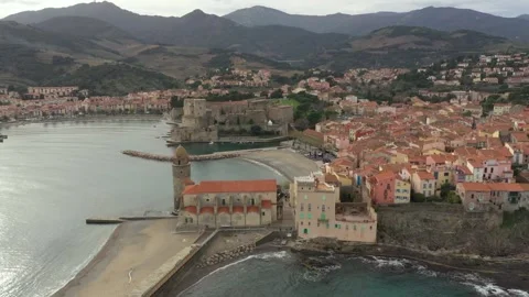 Collioure Beach and city Stock-Footage 331874530