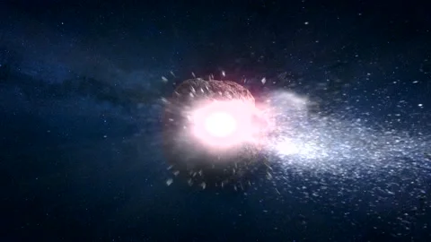 Collision of asteroids in space. Destruction of Asteroid Stock Footage 164276991