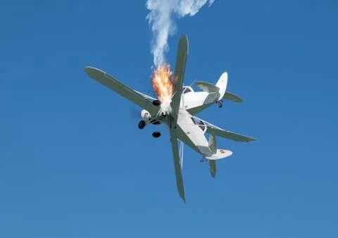 Collision between two small planes. Stock Photos