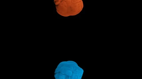 Collision of colored smoke.l. The collapse of smoke in slow motion on a black Stock Footage 118769227