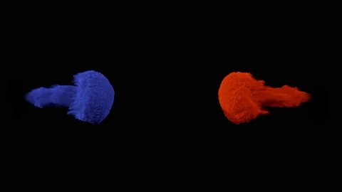 Collision of colored smoke.l. The collapse of smoke in slow motion on a black Stock Footage 118851674