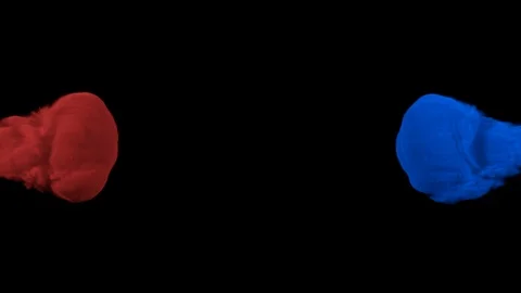 Collision of colored smoke.l. The collapse of smoke in slow motion on a black Stock Footage 118973583