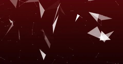 Collision with moving interlaces of dots, lines and triangular faces on a re Stock Footage 304823375