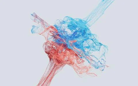 Collision of particles, decorative particles, 3d rendering. Stock Illustration