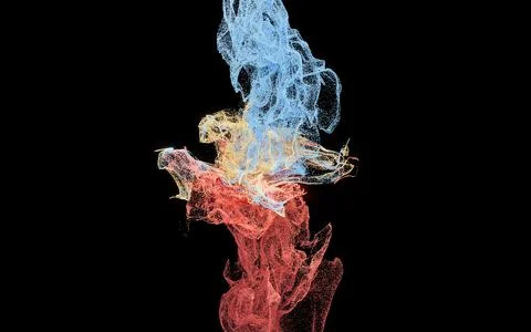 Collision of particles, decorative particles, 3d rendering. Stock Illustration