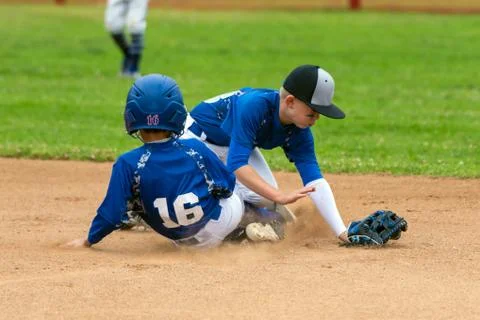 Collision at second base Stock Photos