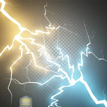 Collision of two forces with gold and blue light. Vector illustration. Hot and Stock Illustration