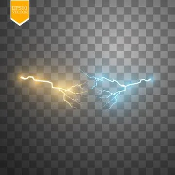 Collision of two forces with gold and blue light. Vector illustration. Hot and Stock-Illustration