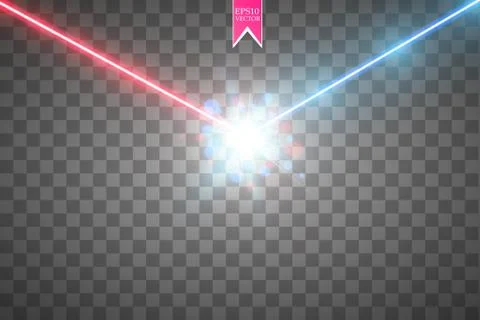 Collision of two forces with red and blue light. Vector illustration. Hot and Illustrazione stock