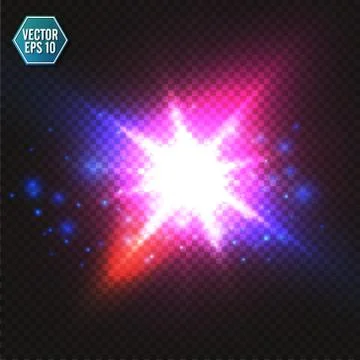 Collision of two forces with red and blue light. Vector illustration. Explosion Ilustração Stock