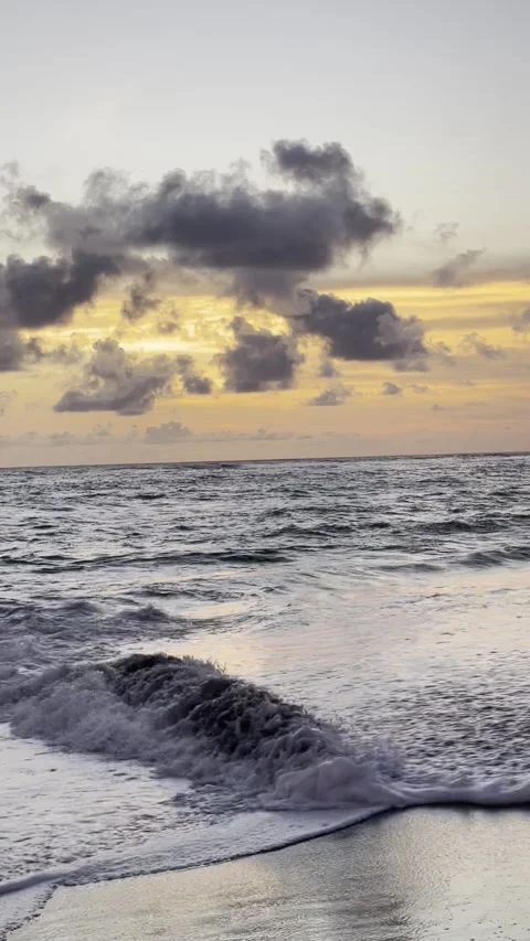 Collision of waves at sunset Stock Footage 283816590