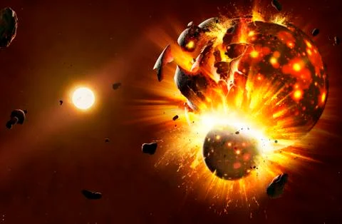 Collisions in a protoplanetary disc Stock Illustration