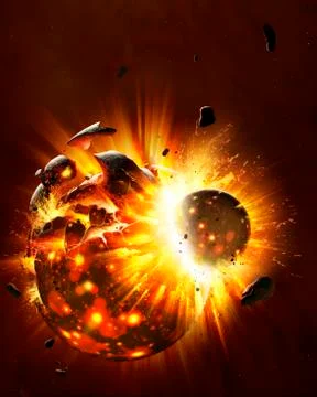 Collisions in a protoplanetary disc Stock Illustration