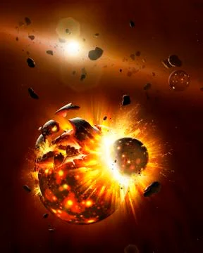 Collisions in a protoplanetary disc Stock Illustration