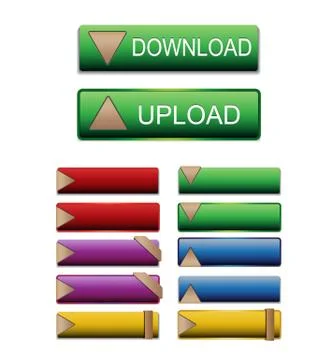 Collorful button with gold ribbon Stock Illustration
