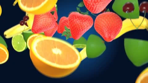 Collorfull Falling Fruits 2 with defocus areas 스톡 동영상 18177055