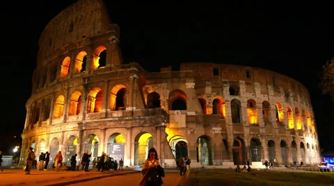 The colloseum of Rome at night Stock Footage 64266928