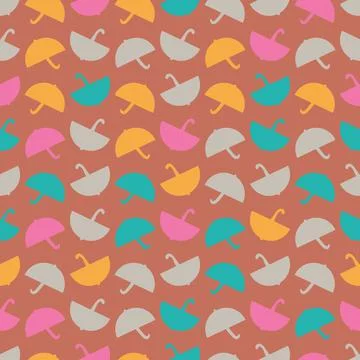 Colofrul umbrellas seamless vector pattern Stock Illustration