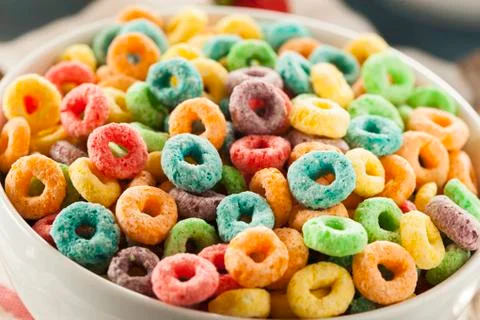 Coloful fruit cereal loops Stock Photos