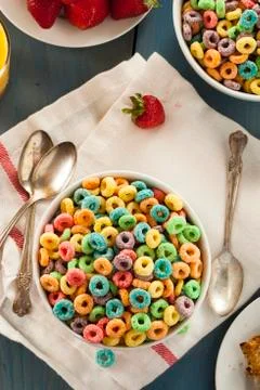 Coloful fruit cereal loops Stock Photos