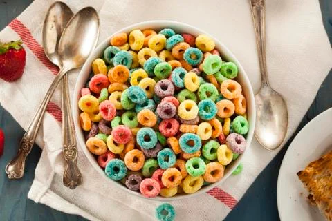 Coloful fruit cereal loops Stock Photos
