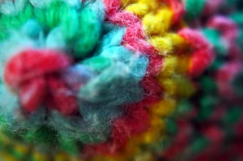 Coloful knitted yarn polygon math-toy (Macro detail) Stock Photos