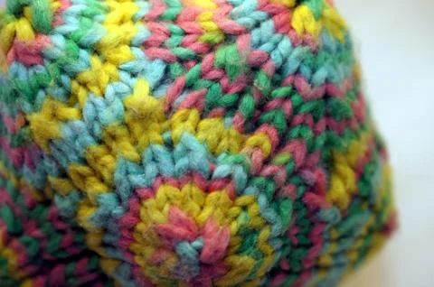 Coloful knitted yarn polygon math-toy (Macro detail) Stock Photos