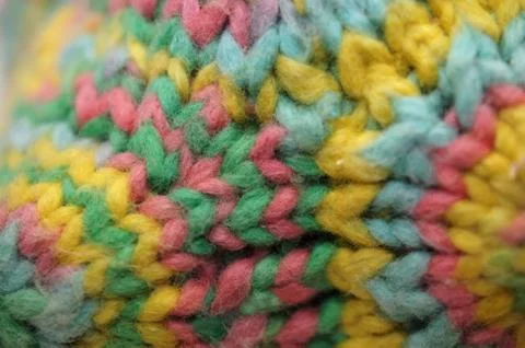 Coloful knitted yarn polygon math-toy (Macro detail) Stock Photos