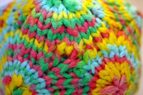 Coloful knitted yarn polygon math-toy (Macro detail) Stock Photos