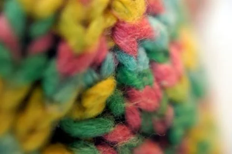 Coloful knitted yarn polygon math-toy (Macro detail) Stock Photos