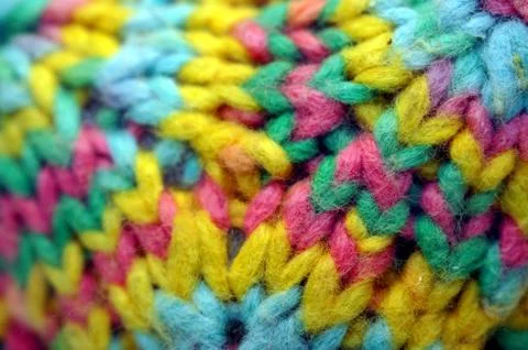 Coloful knitted yarn polygon math-toy (Macro detail) Stock Photos