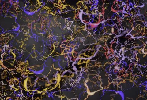 Coloful neuron links system red and blue 3d illustration Stock Illustration