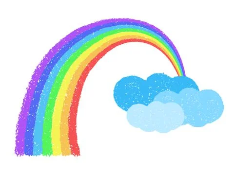 Coloful Rainbow With Clouds Stock Illustration