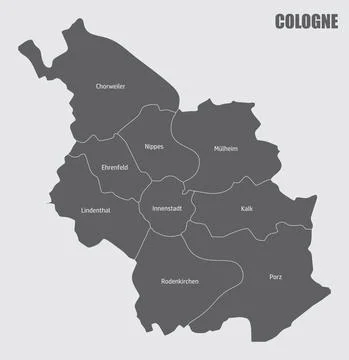 Cologne administrative map Stock Illustration