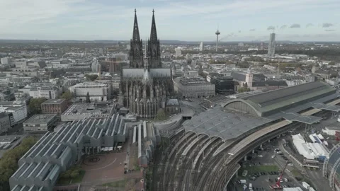 Cologne Aerial Köln cathedral Stock Footage 244675555