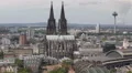 Cologne Cathedral Cityscape Aerial View Establishing Shot Icon TV Tower Colonius HD Footage