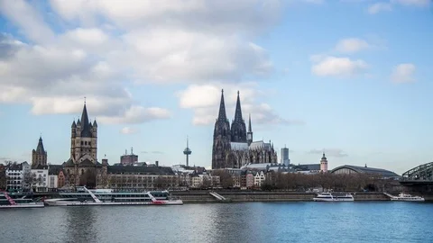 Cologne cathedral with clouds by day timelapse Stock Footage 72420450