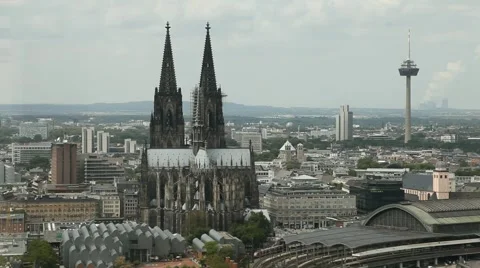 Cologne With Cathedral, Germany Stock Footage 6345277