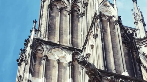 Cologne Cathedral Gothic Spires Viewed From Below Stock Footage 345719737