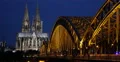 Cologne Cathedral Skyline Train Passing Dusk Light Rush Hour People Walk Commute 4k or 4k+ Resolution