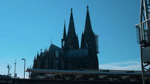 Cologne Cathedral With Train Station Stock Footage 96468606