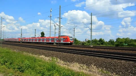 Cologne - circa june 2013 -Passing by commuter train Video stock 24661567